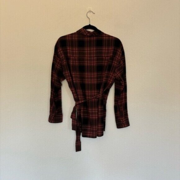 ALL SAINTS Miki Check Shirt Wrap Long Sleeve Top - Picture 5 of 7